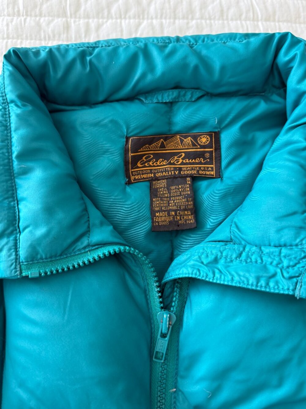 Vintage Eddie Bauer Good Down Puffer Jacket Teal M - Picture 4 of 12